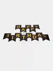 Черный растяжка бумажная на день рождения, из букв, "Happy Birthday", 16х20 см