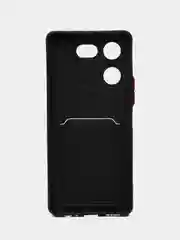 Черный силиконовый чехол Tecno POVA 5 Pro 5G (Техно Пова 5 Про) с карманом для карт, прозрачный