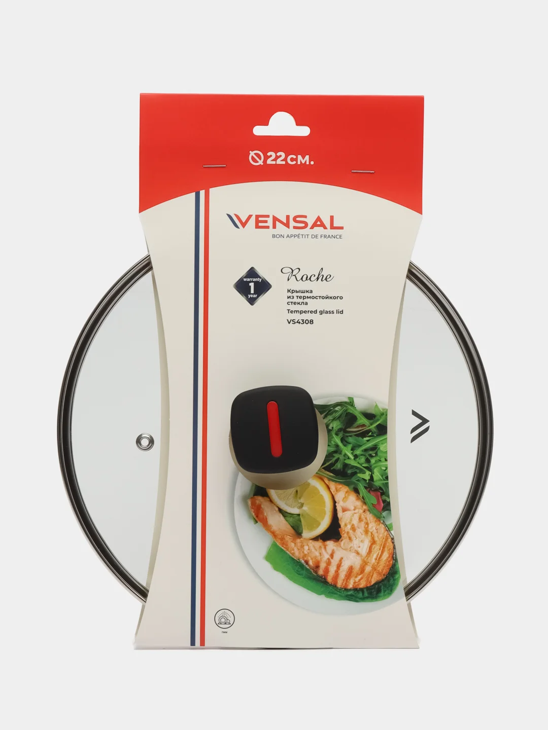 Крышка из термостойкого стекла 22 см Roche Vensal VS4308