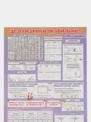 Обучающий плакат шпаргалка Математика 3-4 класс на стену 59,5х44 см