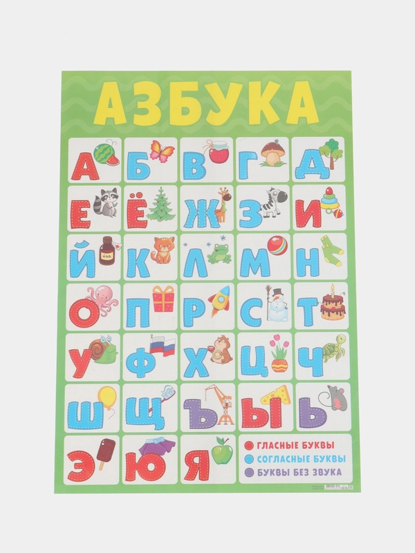 Обучающий плакат шпаргалка Азбука для дошкольников 67,5х47,5 см