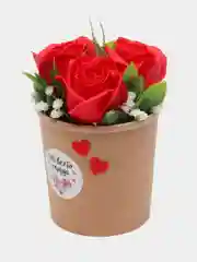 Алый букет из мыльных роз , подарочный набор на Новый год, букет из мыльных цветов