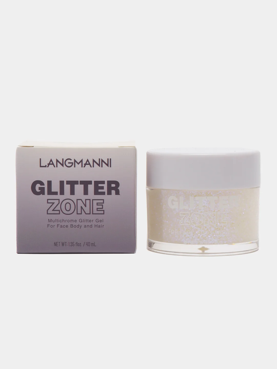 Белый гель глиттер LANGMANNI Zone