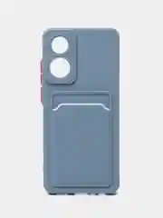 Синий меланж силиконовый чехол для OPPO A78 (Оппо А78) с карманом для карт, прозрачный