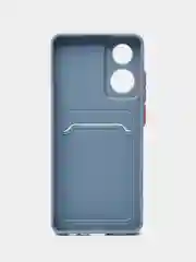 Синий меланж силиконовый чехол для OPPO A78 (Оппо А78) с карманом для карт, прозрачный