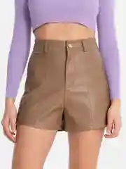 Бежевый кожаные шорты