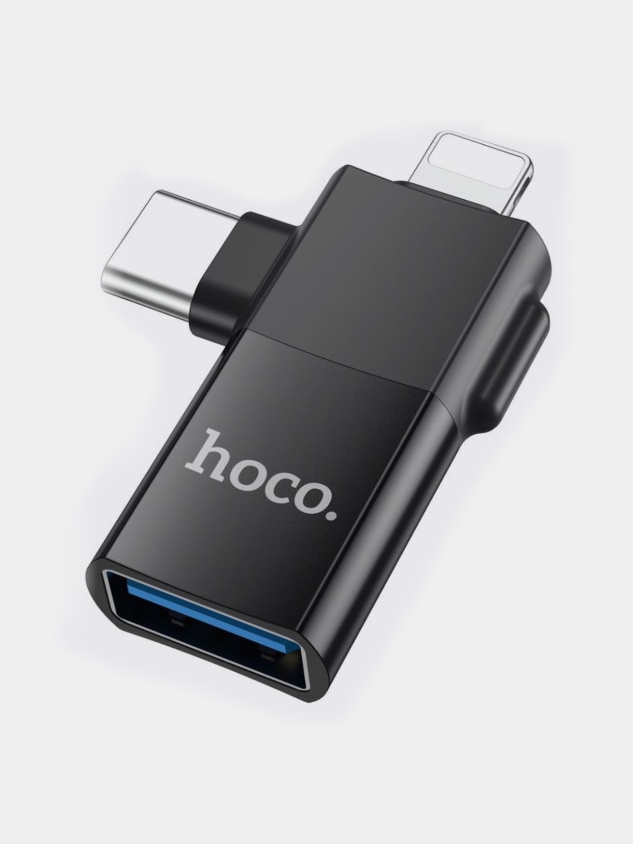 Переходник 2 в 1 Lightning USB, OTG для iPhone, iPad, iPod адаптер Type-C,  hoco UA17 OTG купить по цене 550 ₽ в интернет-магазине KazanExpress