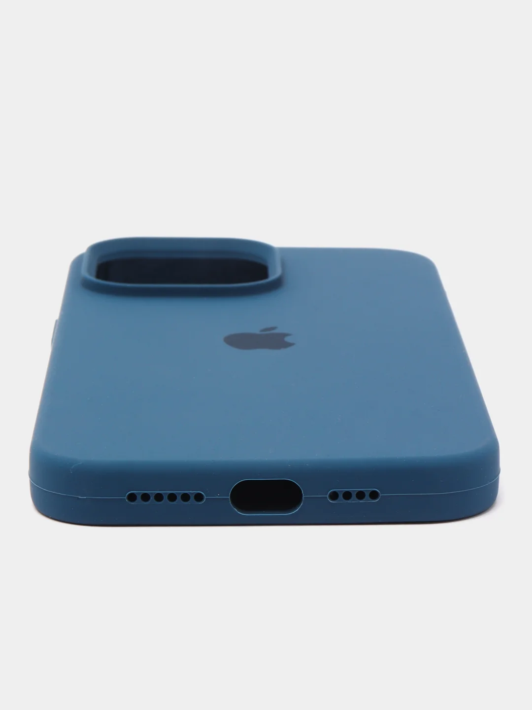 Синий меланж чехол Silicone Case для iPhone 14, 14 Pro, 14 Plus, 14 Pro Max, с закрытым низом