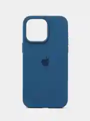 Синий меланж чехол Silicone Case для iPhone 14, 14 Pro, 14 Plus, 14 Pro Max, с закрытым низом