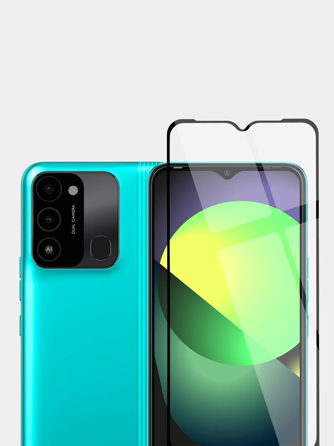 Прозрачный стекло для Tecno Spark 8C/7/8P/Go 2020/TCL 40R/Sharp Aquos V6 5G защитное BROSCORP, рамка