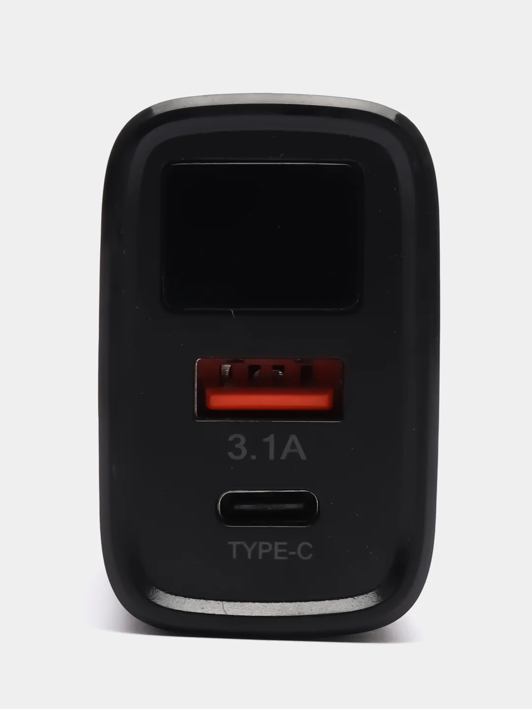 Черный блок питания USB + Type-C 5V-3.1А c дисплеем
