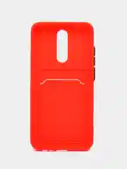 Красный чехол для Xiaomi Redmi 8A (Сяоми Редми 8А) с карманом для карт, силиконовый, прозрачный