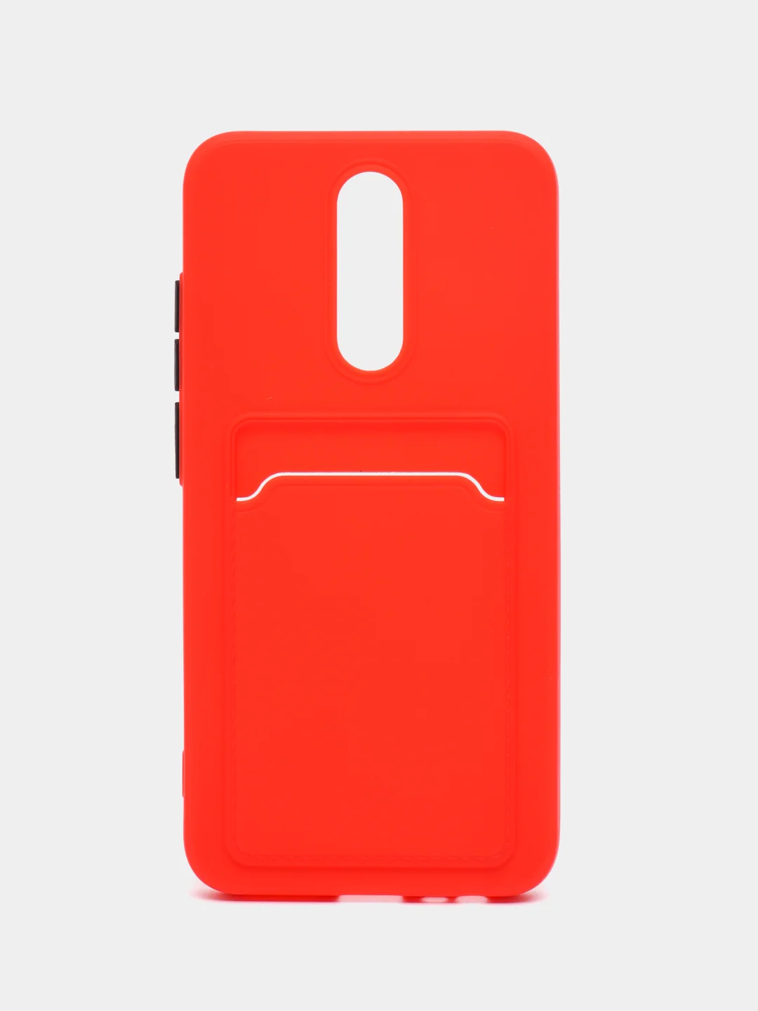 Красный чехол для Xiaomi Redmi 8A (Сяоми Редми 8А) с карманом для карт, силиконовый, прозрачный