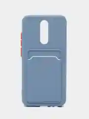 Синий меланж чехол для Xiaomi Redmi 8A (Сяоми Редми 8А) с карманом для карт, силиконовый, прозрачный