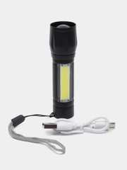 Карманный фонарь с зарядкой USB, светодиодный с фокусировкой, походный в футляре, 110 лм