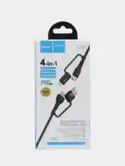 Кабель 4-в-1, USB - 8 pin, Type-C, USB HOCO U101, 1.2м, 3.0А, зарядка + передача данных