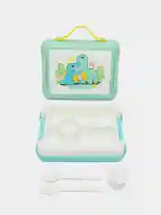 Конфетный ланч-бокс детский для еды "Дино и пони", 1100ML, со столовыми приборами и соусницей