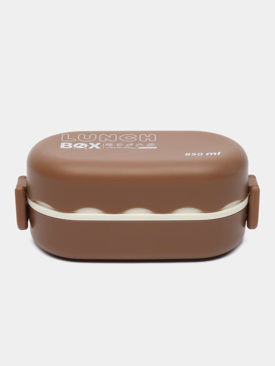 Шоколадный ланч-бокс для хранения еды , контейнер для продуктов 850ml, 3 отсека, ложка