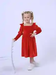 Красный платье для девочки плюшевое, размеры 28-36 (возраст 2-7 лет)