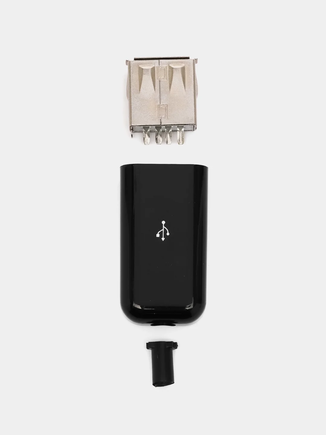 3 штуки Гнездо USB2.0 в черном корпусе на шнур на провод на кабель