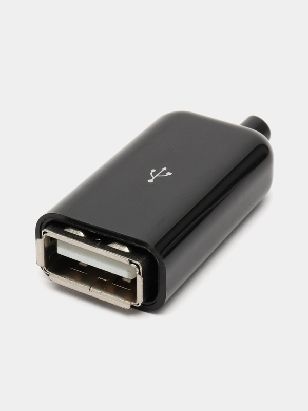 3 штуки Гнездо USB2.0 в черном корпусе на шнур на провод на кабель