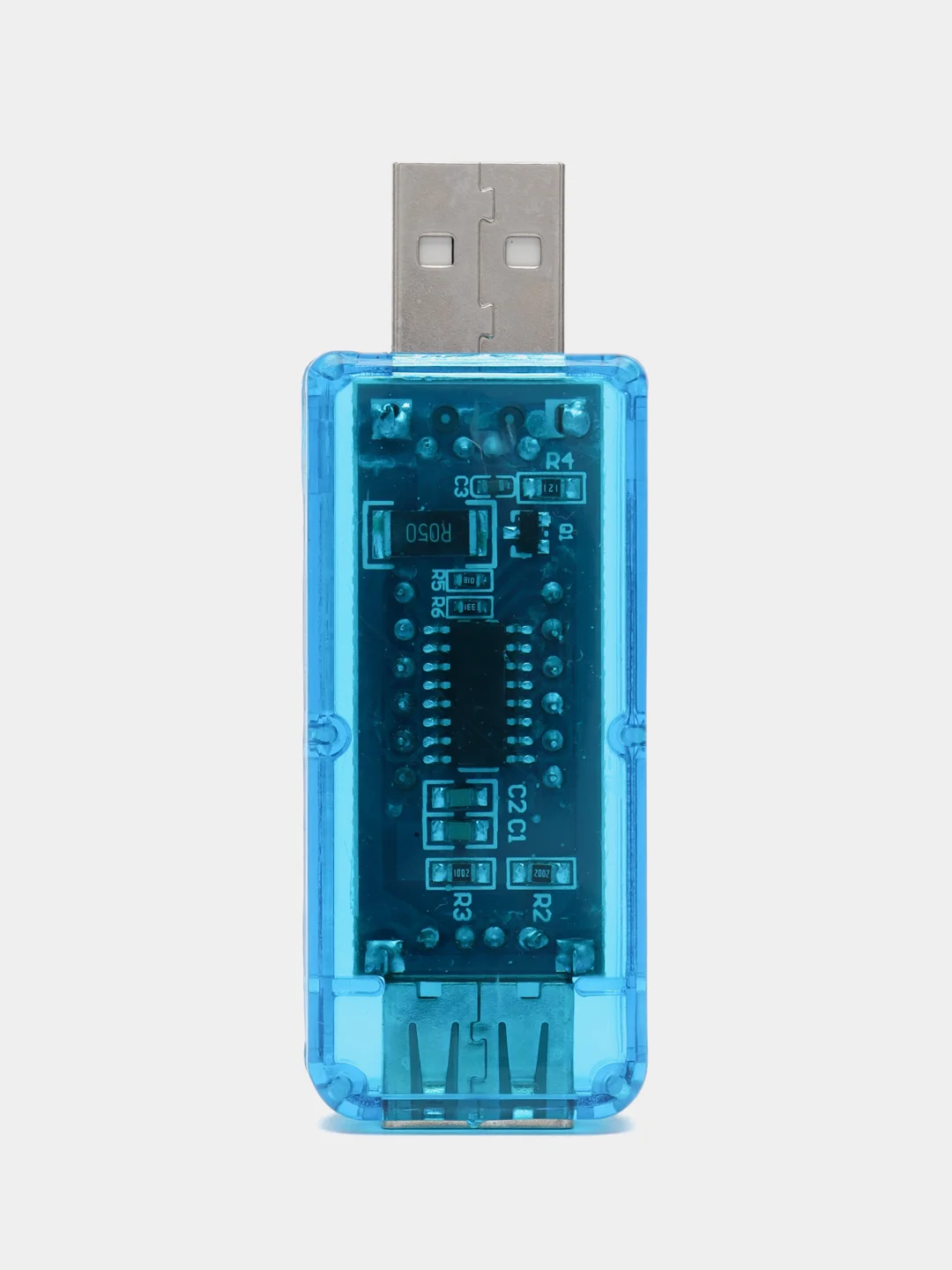 USB вольтметр + амперметр (синий, прямой)
