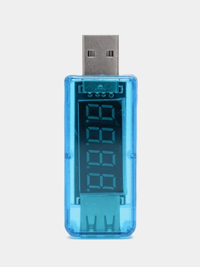 USB вольтметр + амперметр (синий, прямой)