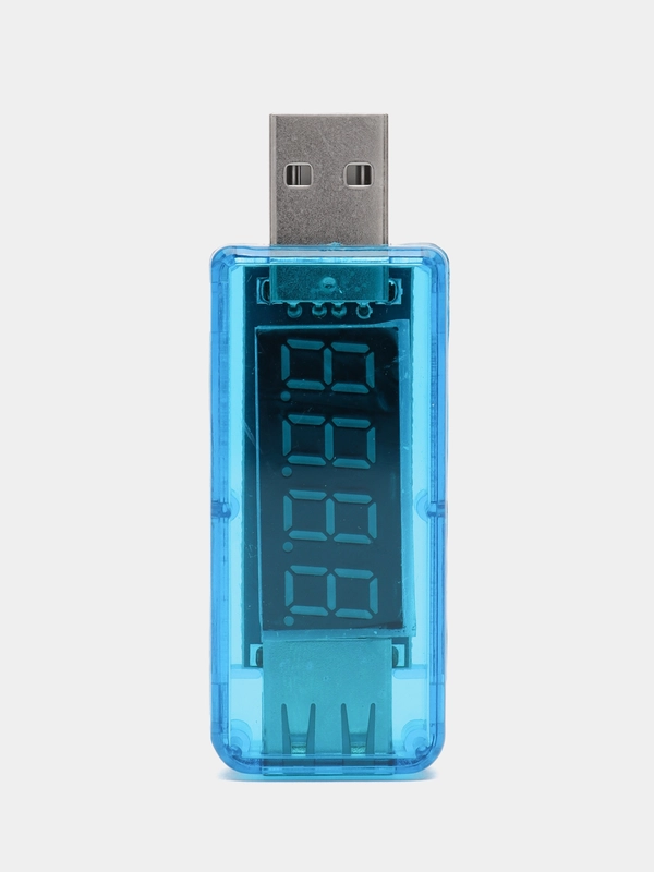 USB вольтметр + амперметр (синий, прямой)
