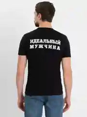 Черный футболка с принтом "Идеальный мужчина", черная