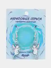 Индиго сережки акриловые детские "Котики, сердечки"