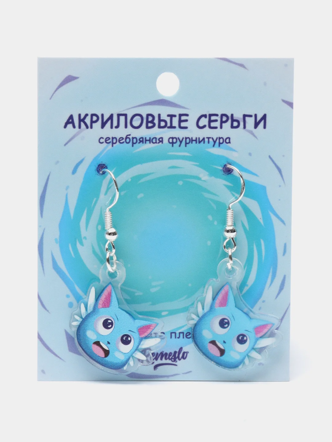 Алый сережки акриловые детские "Котики, сердечки"