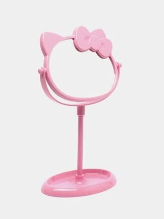 Розовое милое зеркало настольное двухсторонее Hello Kitty