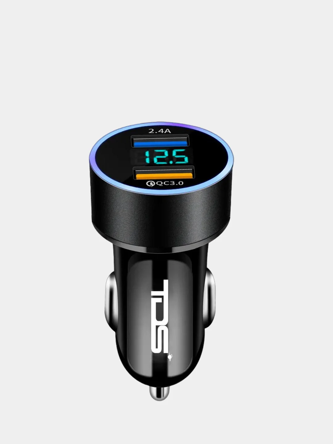 Синий автомобильный вольтметр в прикуриватель для авто машины USB зарядка