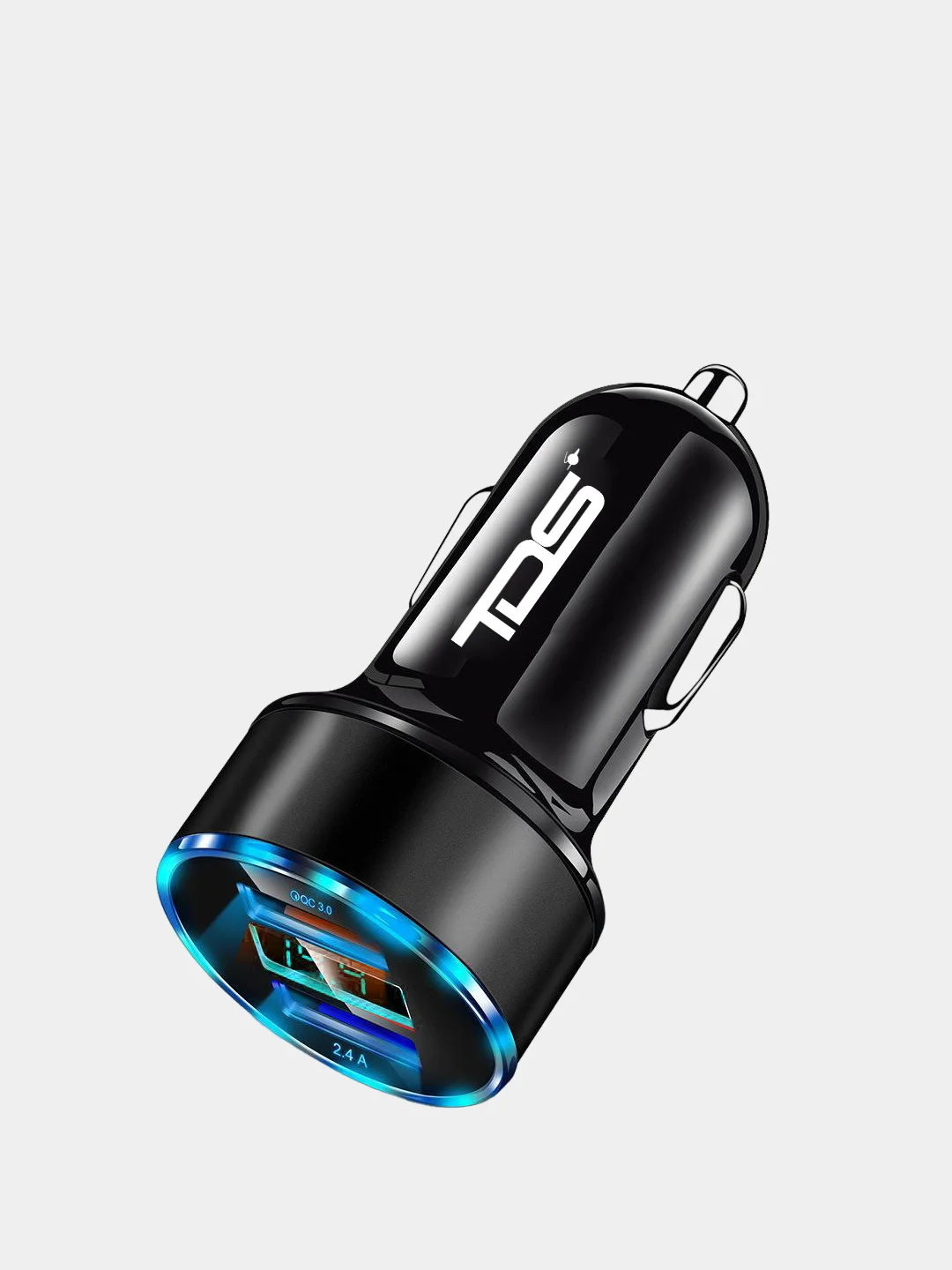 Синий автомобильный вольтметр в прикуриватель для авто машины USB зарядка