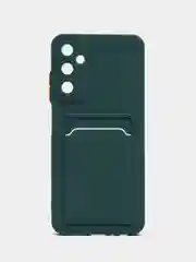 Зеленый чехол Samsung Galaxy A05S Самсунг Гэлакси А05C с карманом для карт, прозрачный