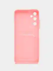 Розовый чехол Samsung Galaxy A05S Самсунг Гэлакси А05C с карманом для карт, прозрачный