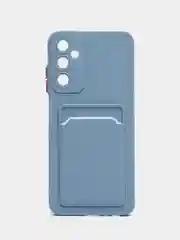 Синий меланж чехол Samsung Galaxy A05S Самсунг Гэлакси А05C с карманом для карт, прозрачный