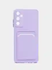Сиреневый чехол Samsung Galaxy A05S Самсунг Гэлакси А05C с карманом для карт, прозрачный