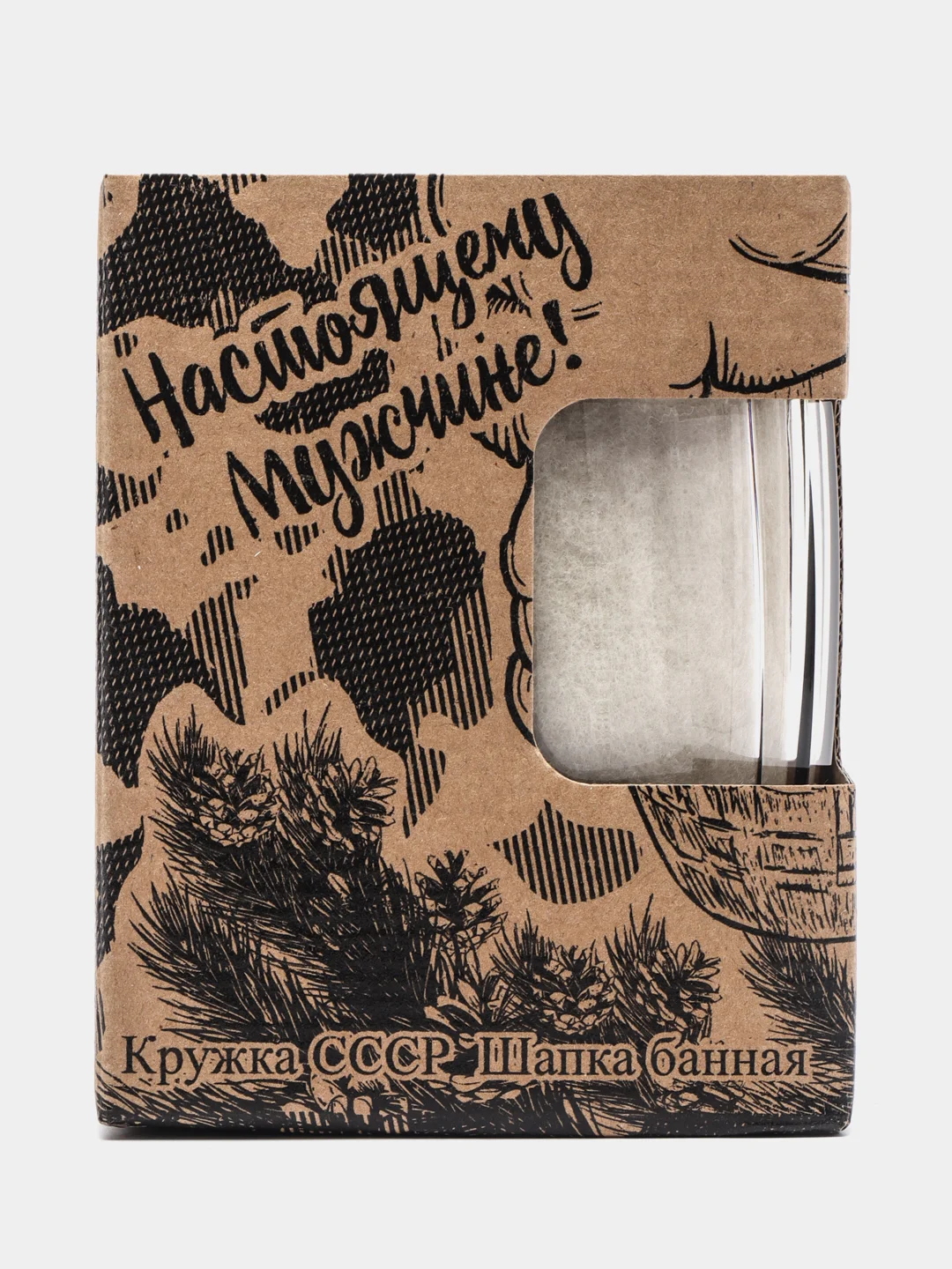 Белый набор Кружка СССР+шапка для бани