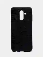 Черный чехол из экокожи Рептилия для Samsung J8 2018