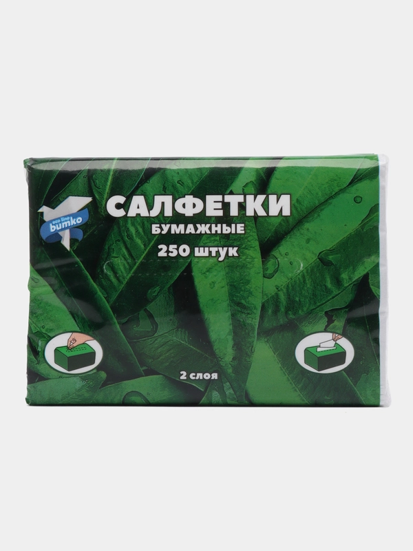 Салфетки бумажные, носовые платки, двухслойные, 250 штук в упаковке, "ВЫДЕРГУШКИ"