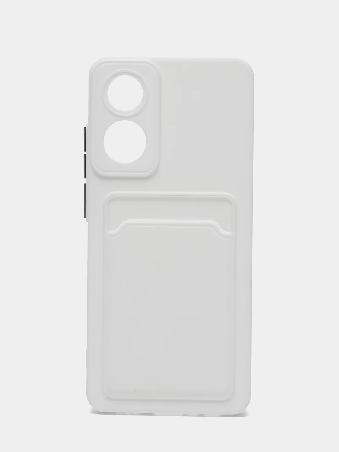 Белый силиконовый чехол для OPPO A78 (Оппо А78) с карманом для карт, прозрачный