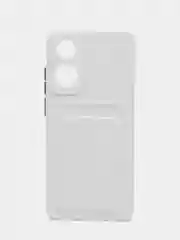 Белый силиконовый чехол для OPPO A78 (Оппо А78) с карманом для карт, прозрачный