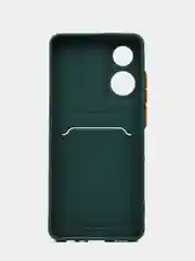 Зеленый силиконовый чехол для OPPO A78 (Оппо А78) с карманом для карт, прозрачный