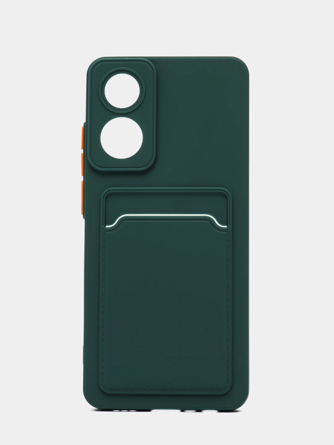 Зеленый силиконовый чехол для OPPO A78 (Оппо А78) с карманом для карт, прозрачный