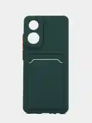 Зеленый силиконовый чехол для OPPO A78 (Оппо А78) с карманом для карт, прозрачный