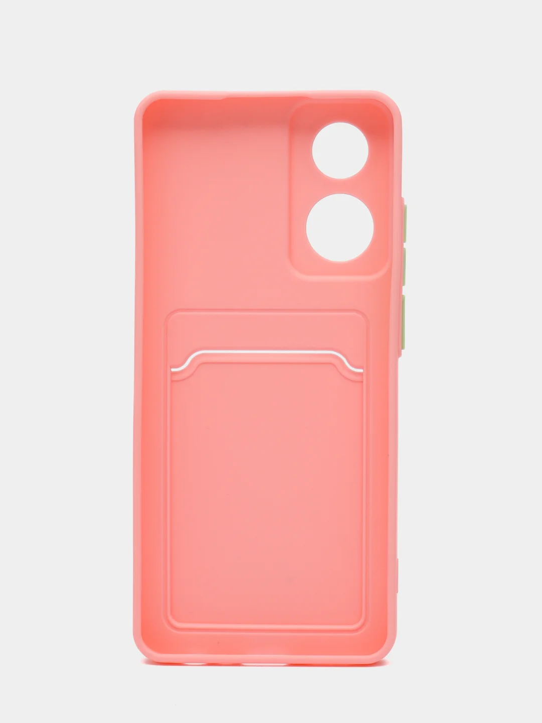 Розовый силиконовый чехол для OPPO A78 (Оппо А78) с карманом для карт, прозрачный
