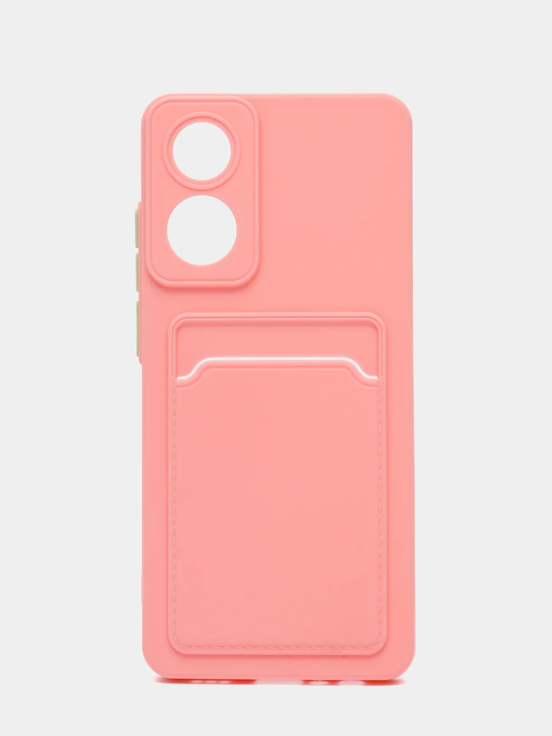 Розовый силиконовый чехол для OPPO A78 (Оппо А78) с карманом для карт, прозрачный