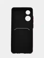 Сиреневый силиконовый чехол для OPPO A78 (Оппо А78) с карманом для карт, прозрачный