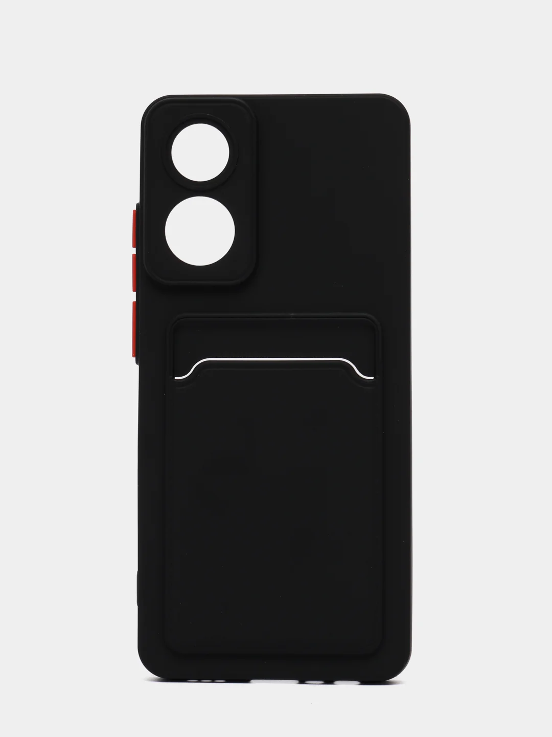 Черный силиконовый чехол для OPPO A78 (Оппо А78) с карманом для карт, прозрачный